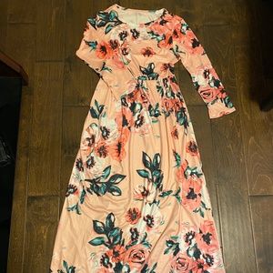 Murimia Floral Print 3/4 Sleeve Maxi Dress